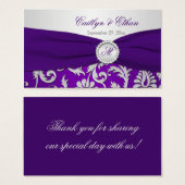 Monogrammed Purple and Silver Damask Favor Tag (Front & Back)