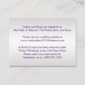 Monogrammed Purple and Silver Damask Info card (Back)