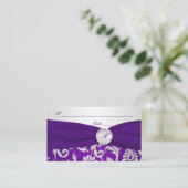 Monogrammed Purple and Silver Damask Place Cards (Standing Front)