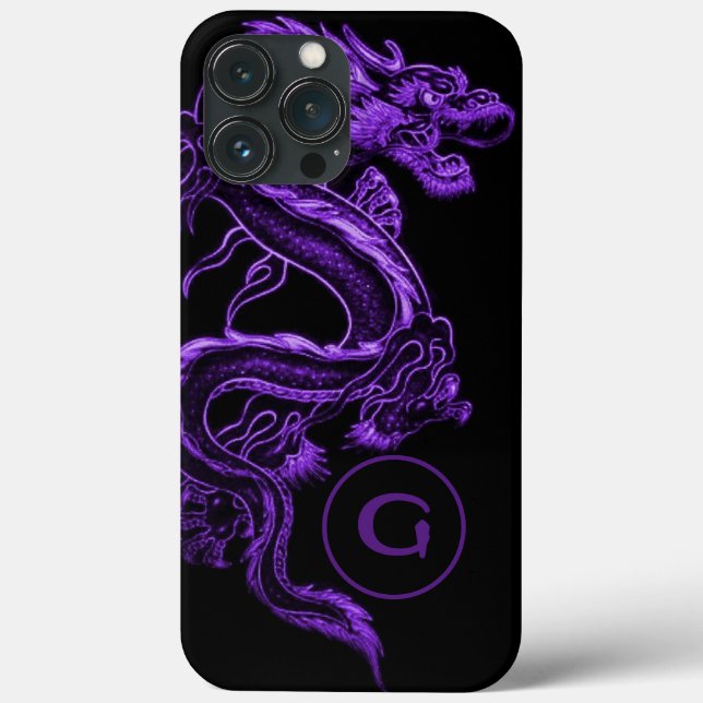 Monogrammed Purple Asian Dragon   Case-Mate iPhone Case (Back)