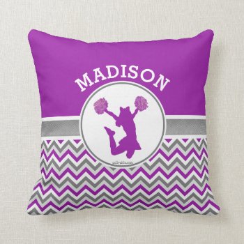 Monogrammed Purple Chevron Stripes Pom Or Cheer Throw Pillow by GollyGirls at Zazzle