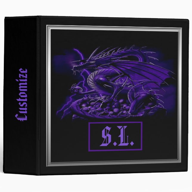 Monogrammed Purple Dragon Binder (Front/Spine)