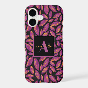 Monogrammed Purple Fall Leaves Pattern iPhone 17 Case