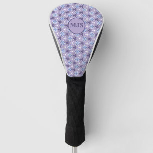 Monogrammed Purple Floral Watercolor Pattern Golf Head Cover