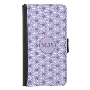 Monogrammed Purple Floral Watercolor Pattern  Samsung Galaxy S5 Wallet Case