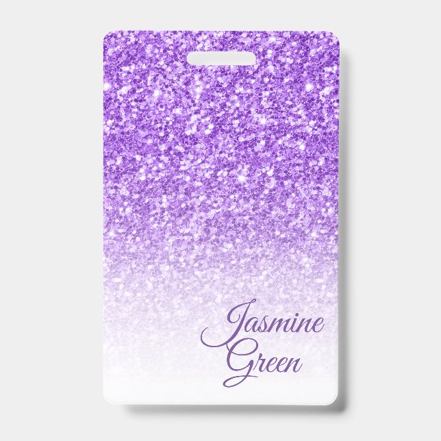 Monogrammed Purple Glitter Badge (Front)