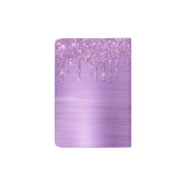 Monogrammed Purple Glitter Drip Brushed Metallic Passport Holder (Back)