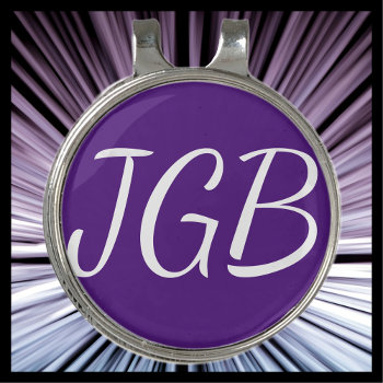 Monogrammed Purple Golf Hat Clip And Ball Marker by SocolikCardShop at Zazzle