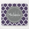Monogrammed Purple & Gray Quatrefoil