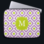 Monogrammed Purple Green Diamond Ikat Pattern Laptop Sleeve<br><div class="desc">Stylish and chic design features a colorful and trendy diamonds ikat pattern and can be personalized with your monogram,  initial,  name,  or any text of your choice for a perfect custom gift!</div>