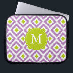 Monogrammed Purple Green Diamond Ikat Pattern Laptop Sleeve<br><div class="desc">Stylish and chic design features a colorful and trendy diamonds ikat pattern and can be personalized with your monogram,  initial,  name,  or any text of your choice for a perfect custom gift!</div>
