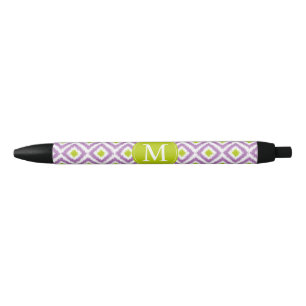 Monogrammed Purple Green Ikat Pattern Pen