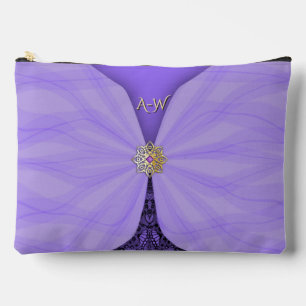Monogrammed Purple Jewel Textile Illusion  Accessory Pouch