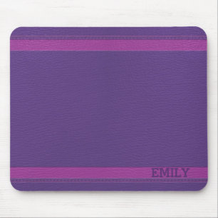 Monogrammed Purple Leather Look Mouse Pad