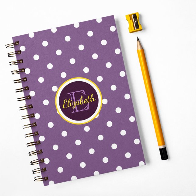 Monogrammed Purple Polka Dots Notebook (Creator Uploaded)