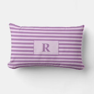 Monogrammed Purple Stripes Lumbar Pillow