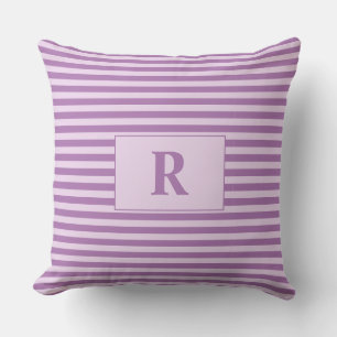 Monogrammed Purple Stripes Throw Pillow