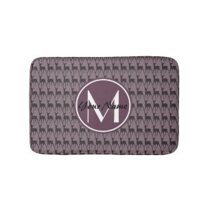 Monogrammed Purple Violet Deer Personalized N2 Bathroom Mat