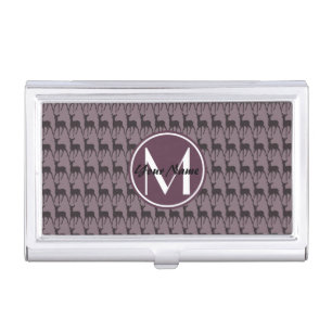 Monogrammed Purple Violet Deer Personalized N2 Business Card Holder