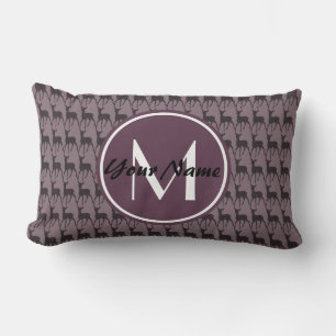 Monogrammed Purple Violet Deer Personalized N2 Lumbar Pillow
