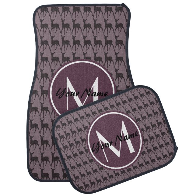 Monogrammed Purple Violet Deer Personalized | N3 Car Mat (Set)