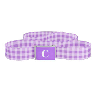 Monogrammed Purple/White Gingham Belt