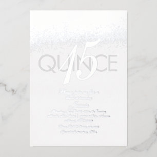 Monogrammed Quince Pressed Glitter Silver Foil Invitation