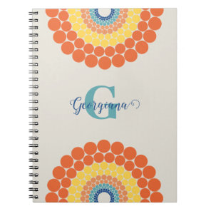 Monogrammed Radiant Aegean Summer Dot Mandala Notebook