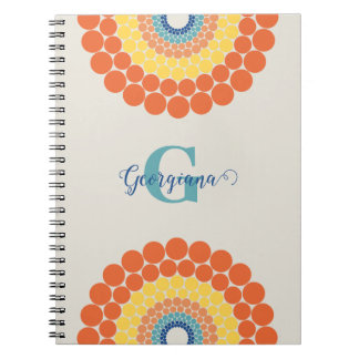 Monogrammed Radiant Aegean Summer Dot Mandala Notebook
