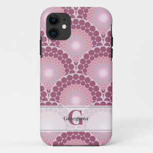 Monogrammed Radiant Pinks Dusky Rose Dot Mandala iPhone 11 Case