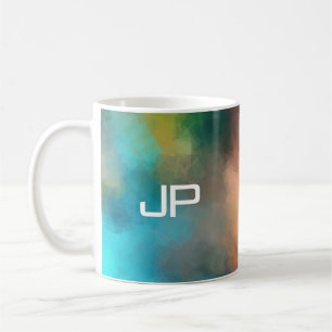 Monogrammed Rainbow Colors Colorful Abstract Coffee Mug