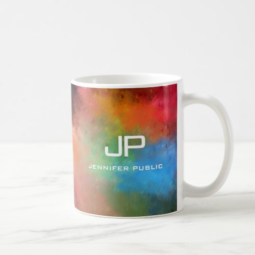Monogrammed Rainbow Colors Colorful Abstract Coffee Mug