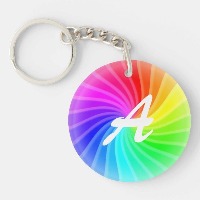 Monogrammed Rainbow Twirl Keychain (Front)