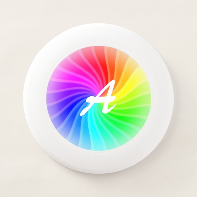 Monogrammed Rainbow Twirl Wham-O Frisbee (Front)
