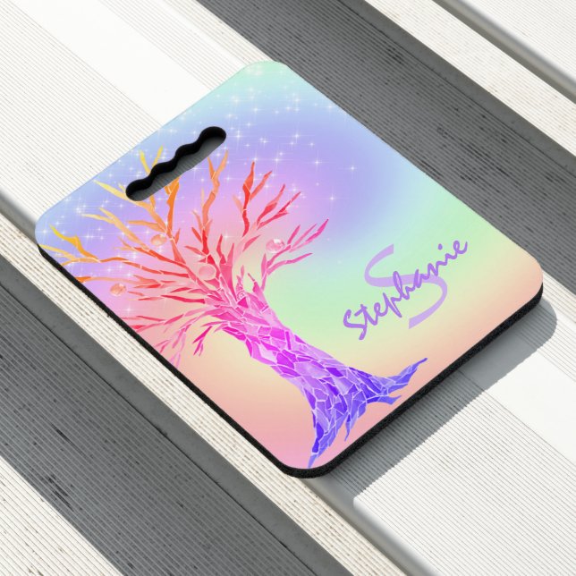 Monogrammed Rainbow Unicorn Colors Seat Cushion (In Situ)