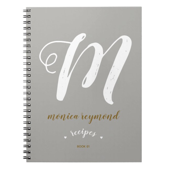 monogrammed recipe book for the chef . gray (Front)
