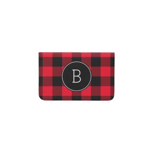 Monogrammed Red and Black Buffalo Plaid Card Holder