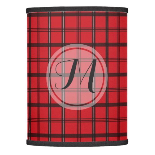 Monogrammed Red and Black Tartan Plaid Lamp Shade