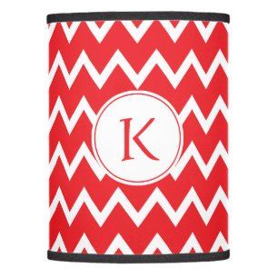 Monogrammed Red and White Chevron Pattern Lamp Shade