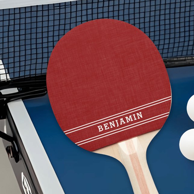 Monogrammed Red and White Stripes Modern Ping Pong Paddle (Red and White Ping Pong Paddle)