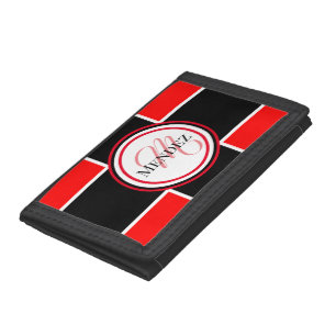 Monogrammed Red / Black Wallet