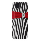 Monogrammed Red, Black, White Zebra Striped Case-Mate iPhone Case (Back/Right)