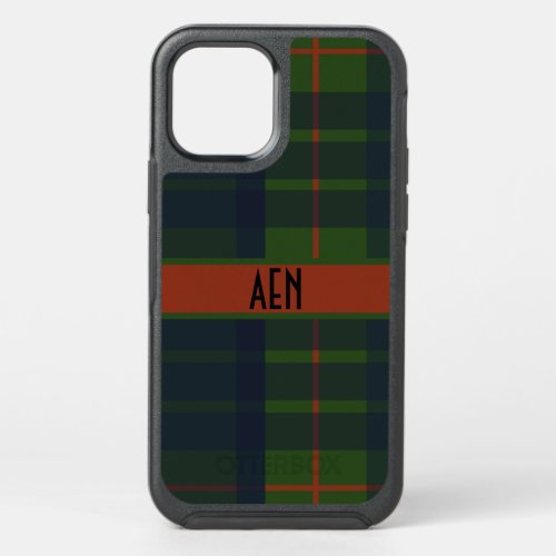 Monogrammed Red Blue Green Tartan Plaid  OtterBox Symmetry iPhone 12 Case