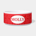 Monogrammed Red Cat and Dog Pattern Food Bowl<br><div class="desc">Monogrammed Red Cat and Dog Pattern Food Bowl</div>