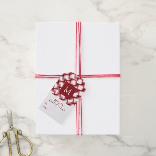 Monogrammed Red Christmas Gift Tags