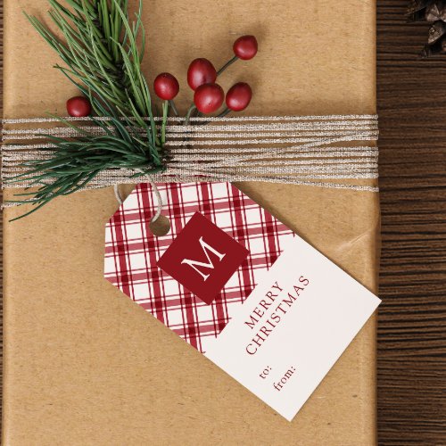 Monogrammed Red Christmas Gift Tags