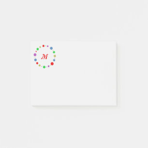 Monogrammed Red, Colorful Geometric Circle Art Post-it Notes