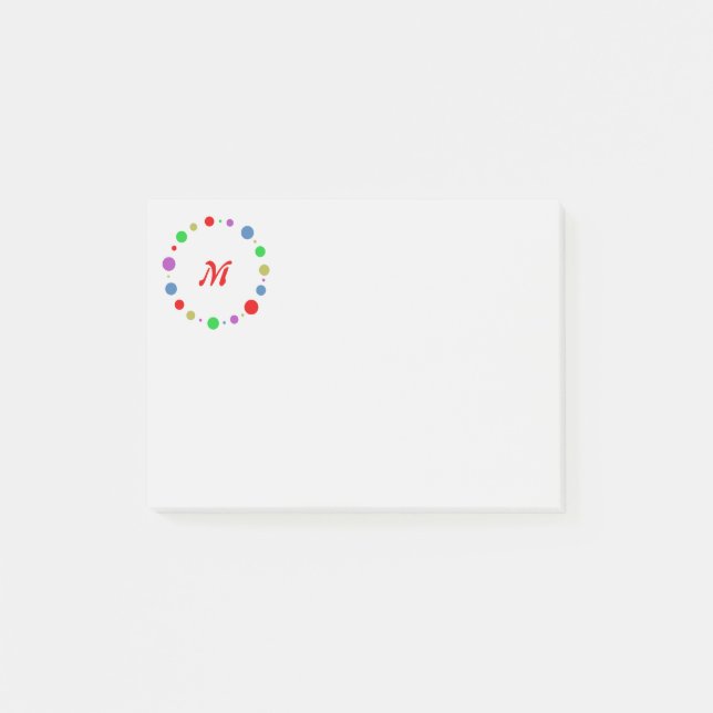 Monogrammed Red, Colorful Geometric Circle Art  Post-it Notes (Front)