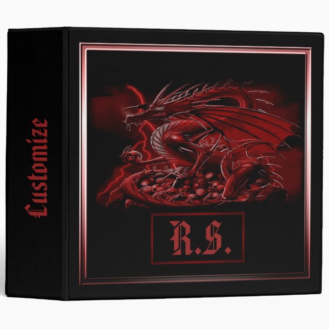 Monogrammed Red Dragon Binder (Front/Spine)