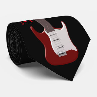 Monogrammed Red Electric Guitar Neck Tie